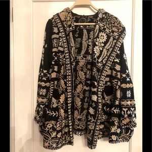 Johnny Was biya embroidered hooded sweater🌻